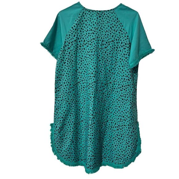 Myra Bags Extra Large Succor Dress Green Raglan Sleeve Frayed Hem S Animal Print - Picture 3 of 8